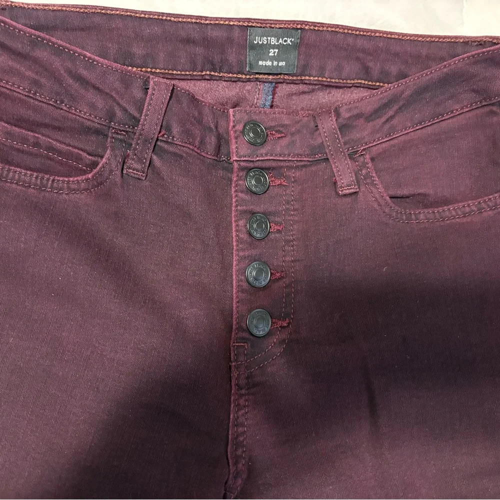 Just Black High Rise Burgundy Jeans - Picture 2 of 5